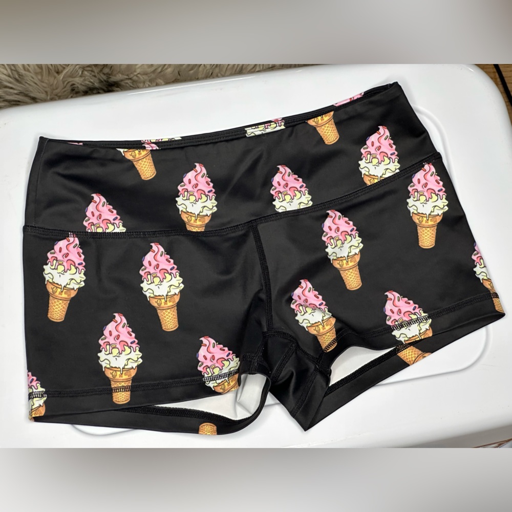 Woman’s size small feed me fight me ice cream athletic shorts